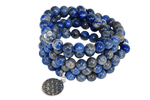 Lapis Lazuli Beads Mala Bracelet, 108 Prayer Beads Necklace