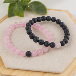 Lava & Rose Quartz Couple Bracelet