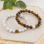 Tiger Eye and Howlite Couple Bracelets