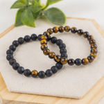 Tiger Eye Black Onyx Matt Couple Bracelets