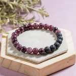 Pink Tourmaline Diffuser Bracelet With Lava Beadset