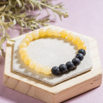 Honey Calcite Diffuser Bracelet With Lava Beads