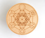 Sacred Geometry Crystal Grid Board, 6" Wooden Crystal Grid Plate
