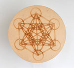 Metatron Cube Crystal Grid Board, 6" Wooden Crystal Grid Plate