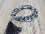 One (1) Natural 6mm Black Rutile Mala With 108 Prayer Beads For Mediation Tibetan Mala Black Rutile Jap mala Necklace ~ JP111