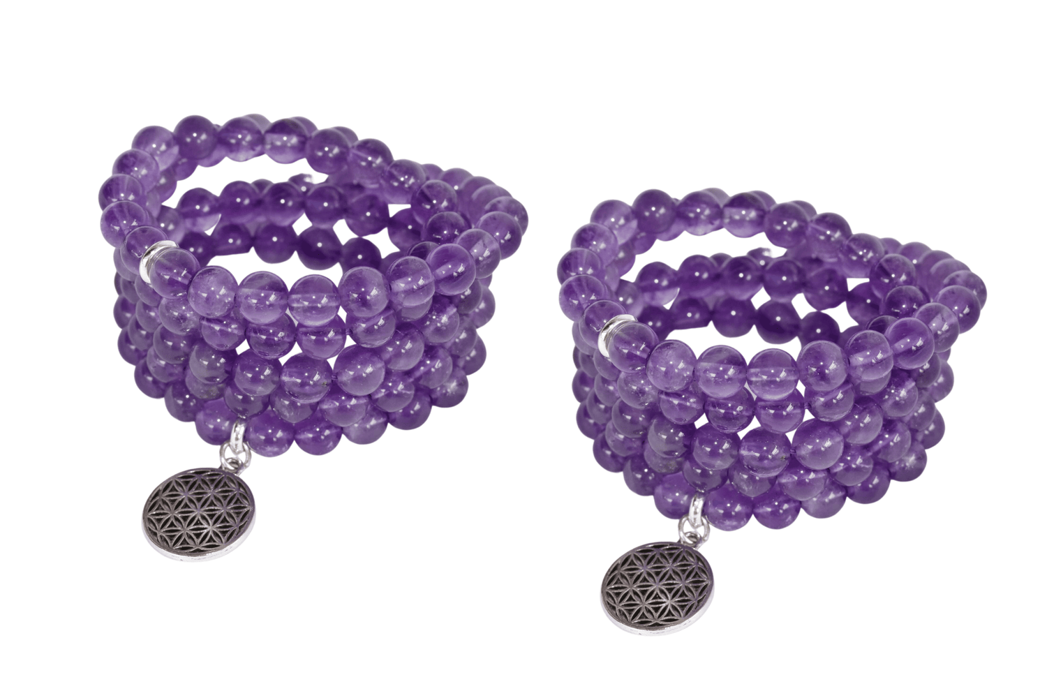 Amethyst Beads Mala Bracelet, 108 Prayer Beads Necklace