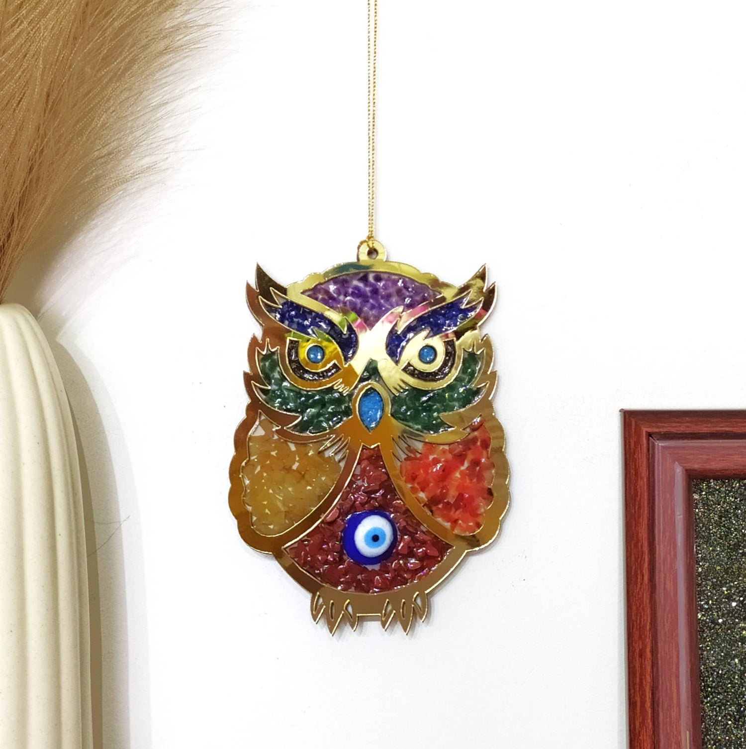 Crystal Wooden Owl Hanging