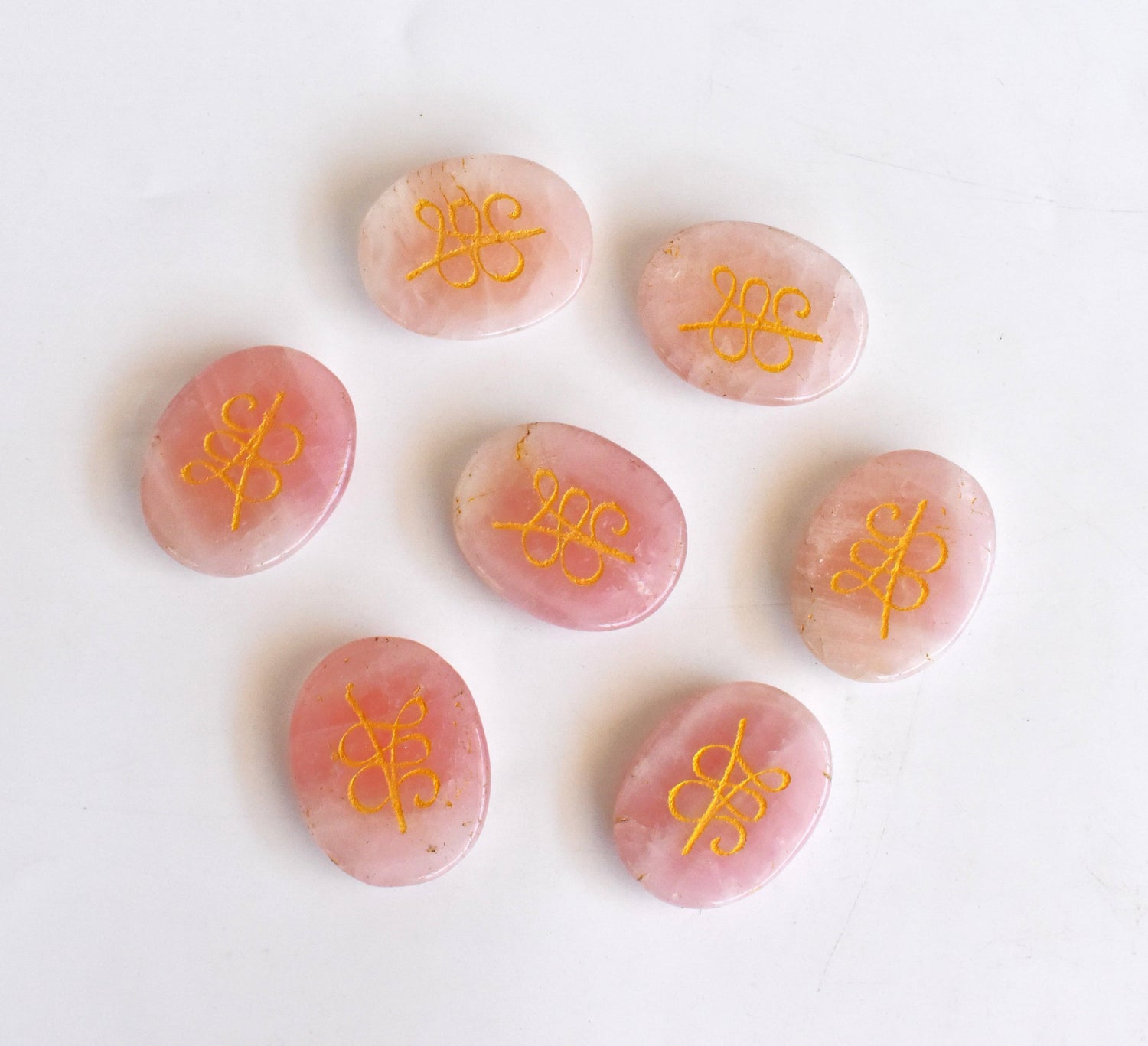 Polished Rose Quartz Zibu Stones, Flat Oval Stones