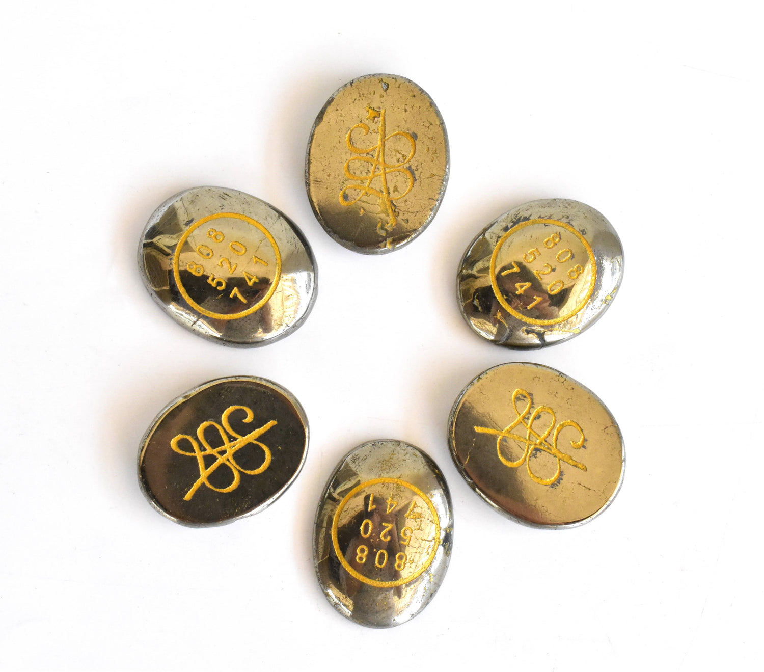 Polished Pyrite Zibu Stones, Flat Oval Stones