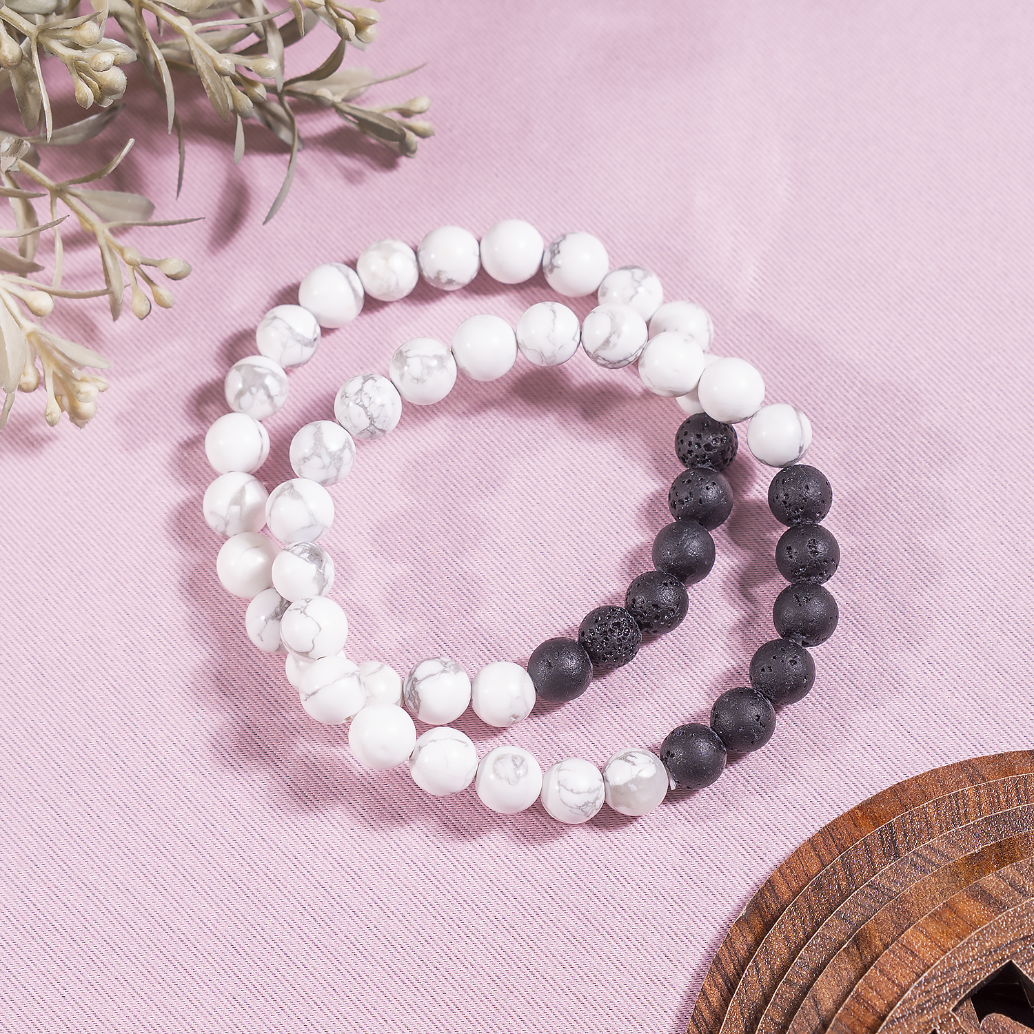 Howlite Diffuser Bracelet With Lava Beads