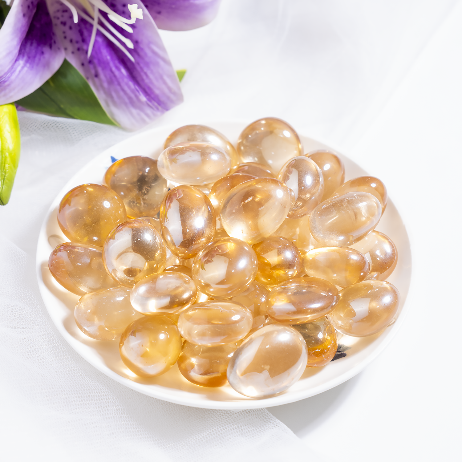Aura Quartz Citrine Tumbled