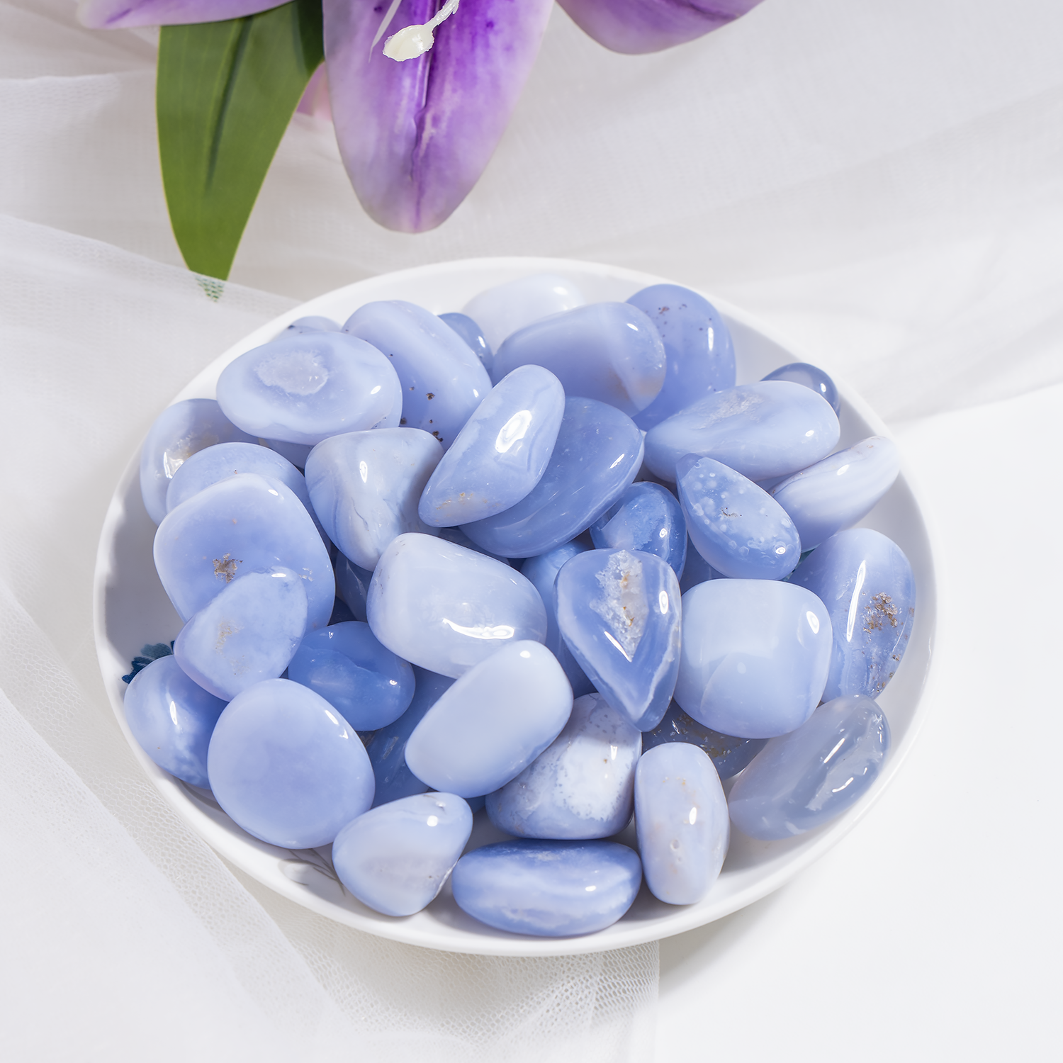 Blue Lace Agate Tumbled Stones