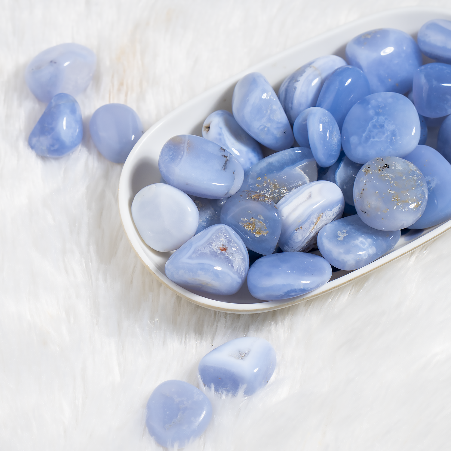 Blue Lace Agate Tumbled Stones