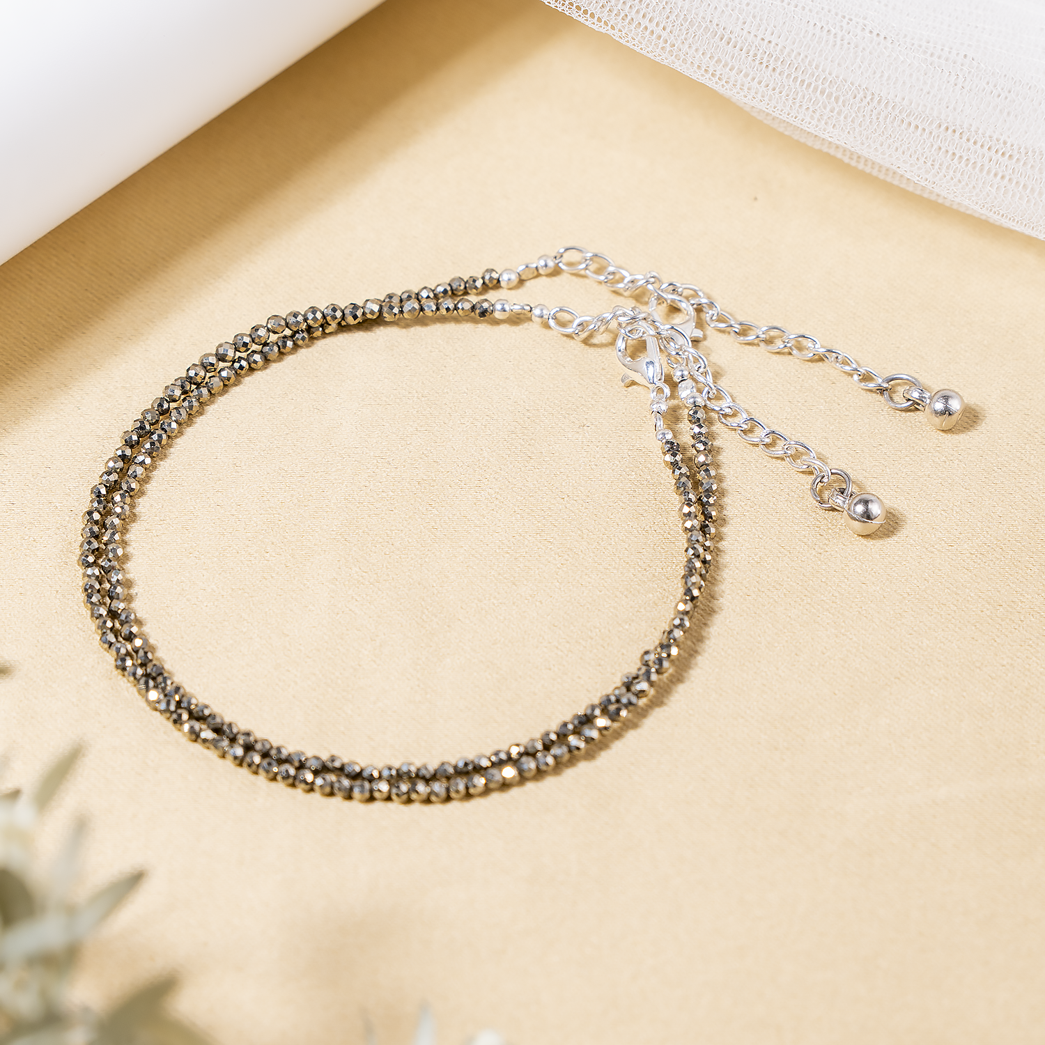 Silver Crystal Anklet - Pyrite