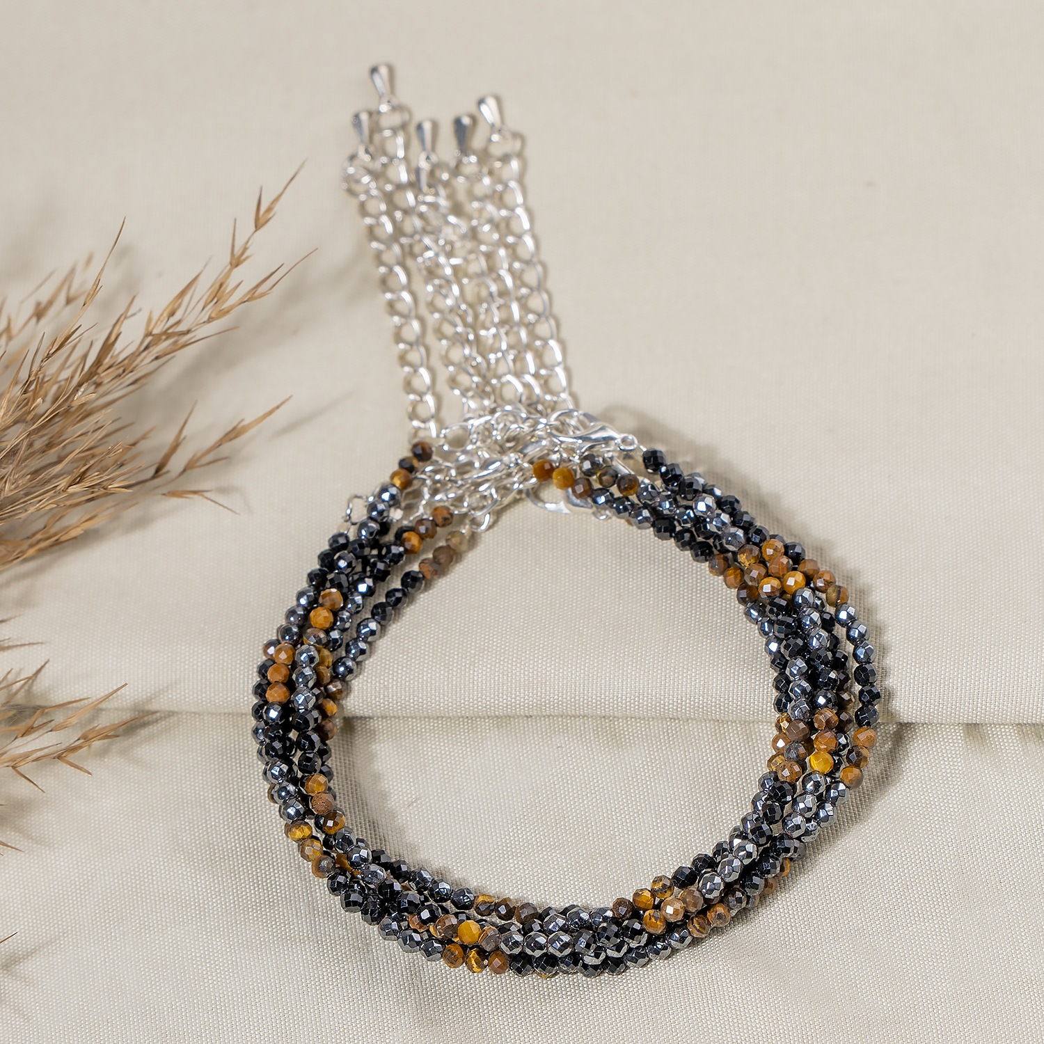 Black Bead Crystal Anklet