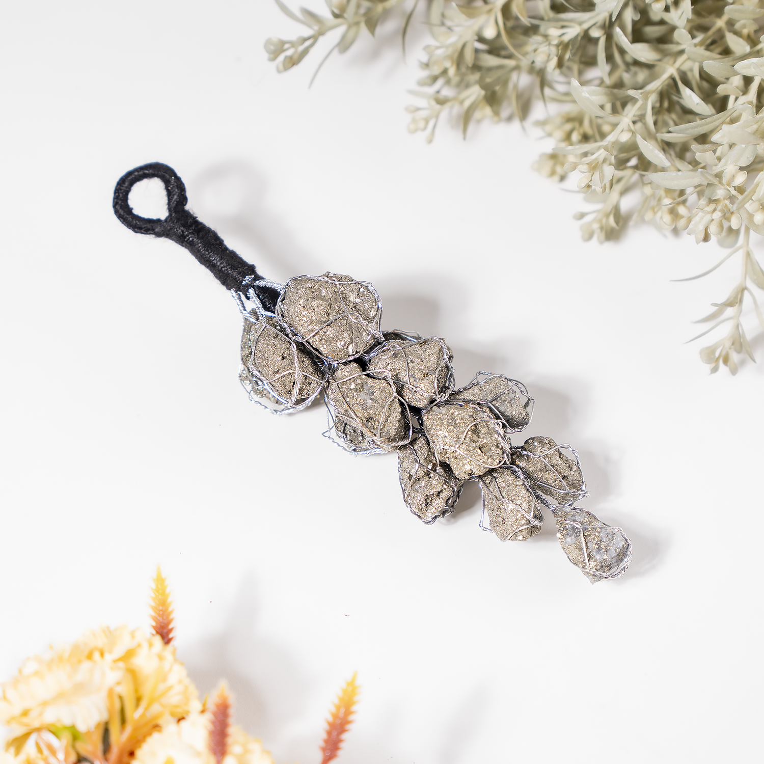 Raw Pyrite Cluster Hanger Pyrite Hanger for Car and Home Decor