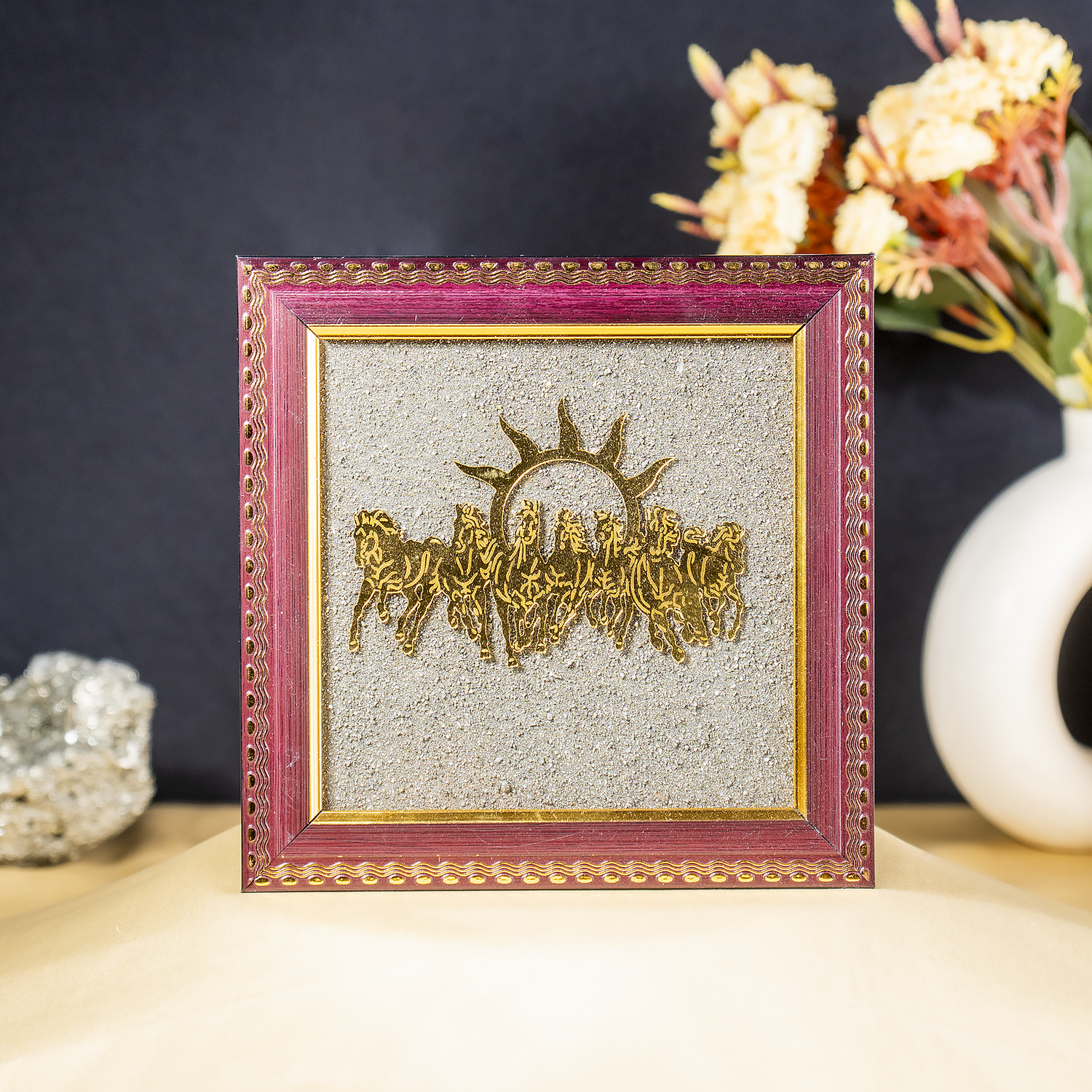 Pyrite Dust  Frame with 7 Running Horses