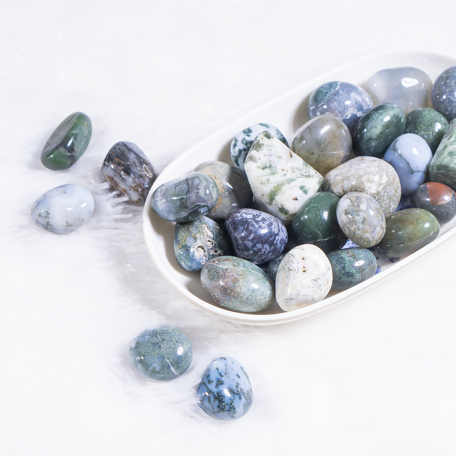 Moss Agate Tumbled Stones