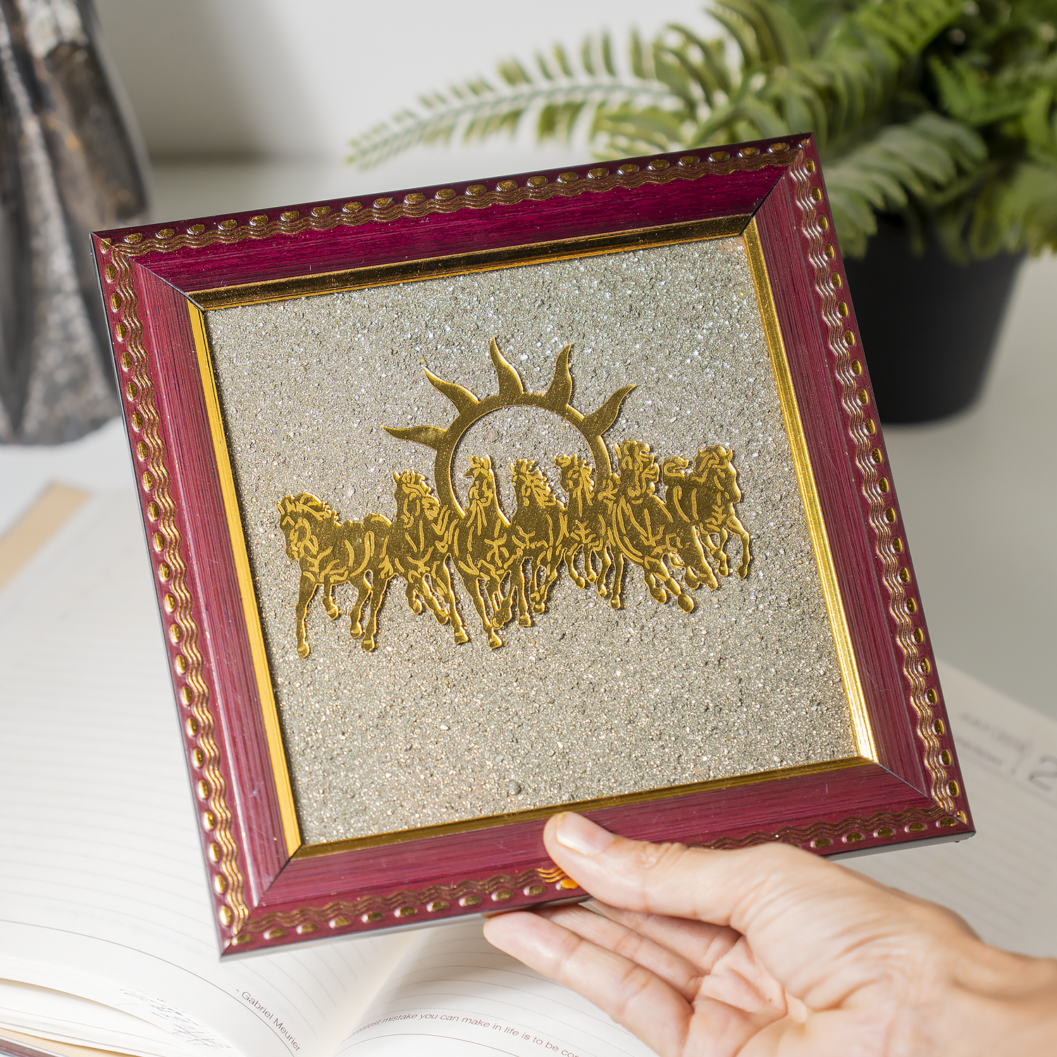 Pyrite Dust  Frame with 7 Running Horses