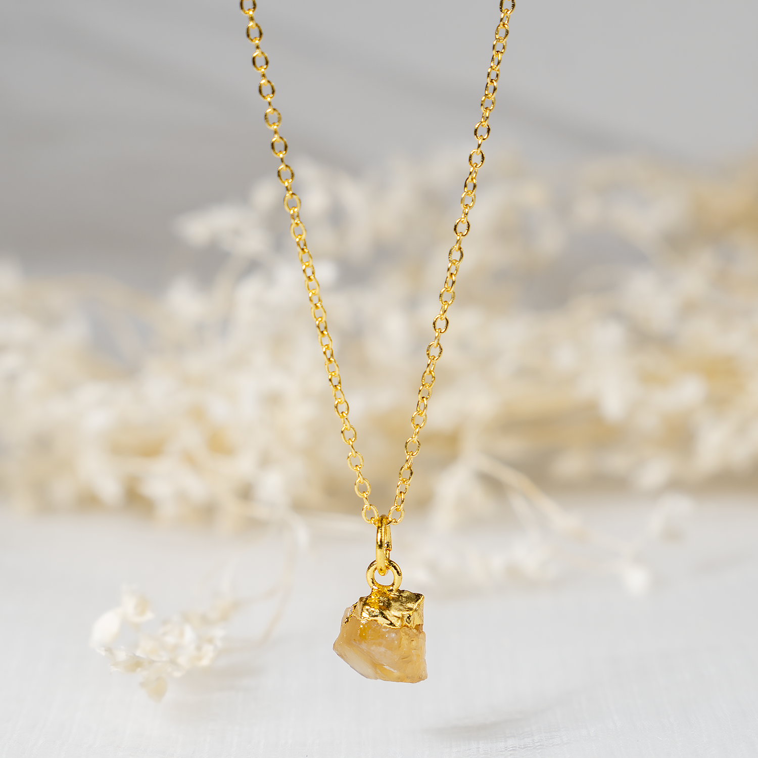 Natural Citrine Raw Stone Necklace