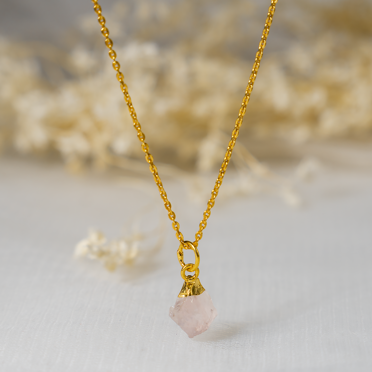 Rose Quartz Raw Stone Necklace