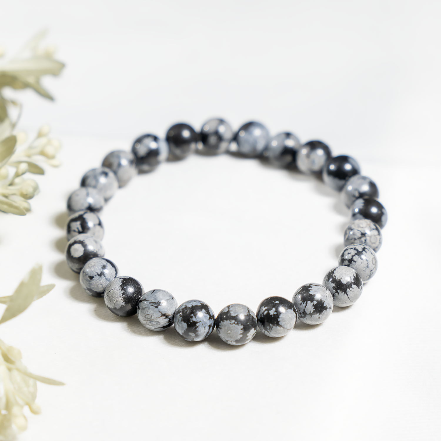 Black Snowflake Obsidian Bracelet