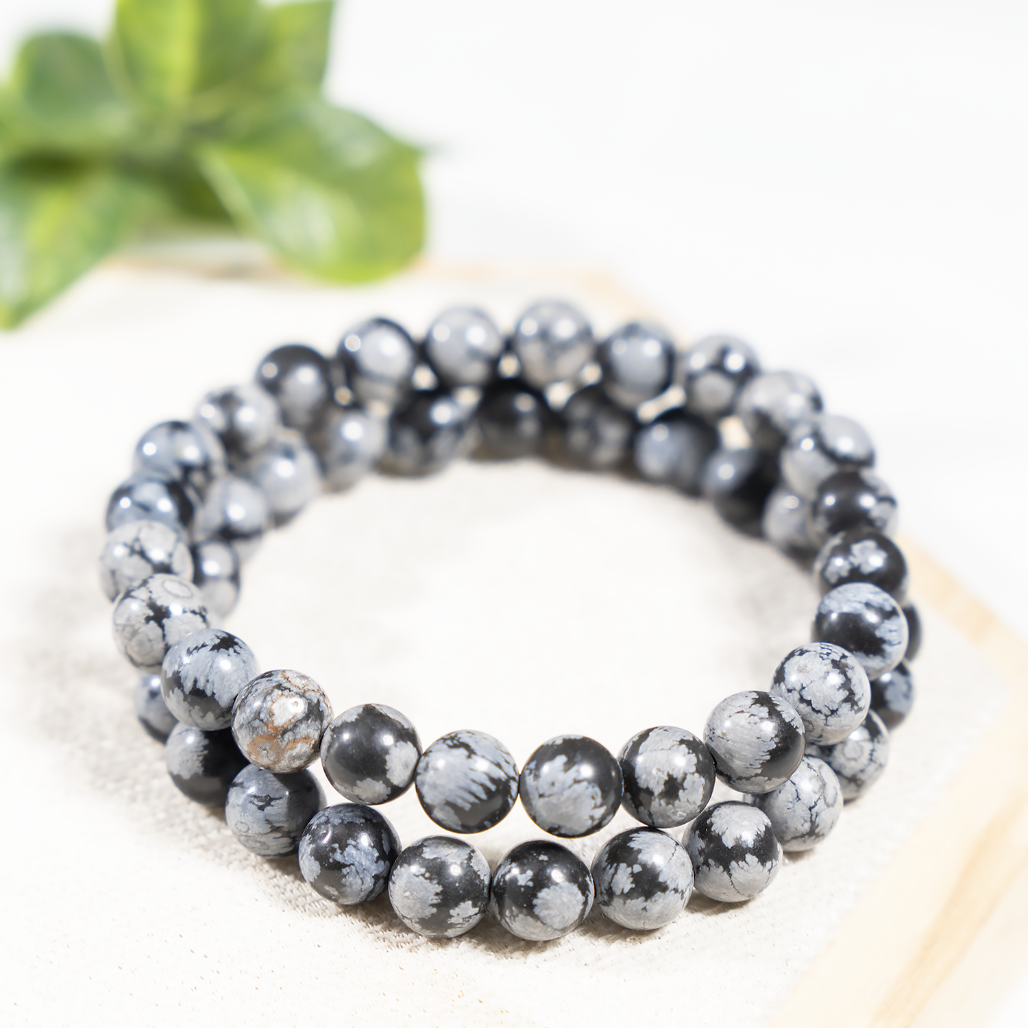 Black Snowflake Obsidian Bracelet