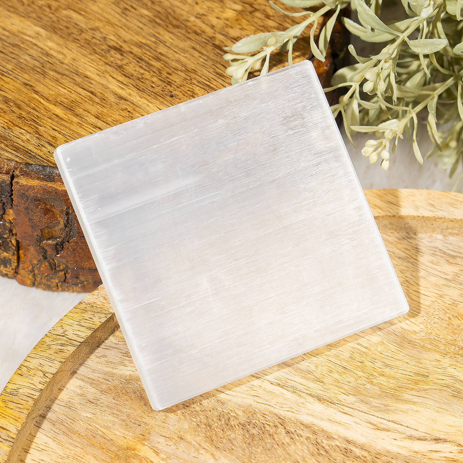 Square Plain Selenite Plate – Selenite Charging Plate  For Crystal Charging & Cleansing