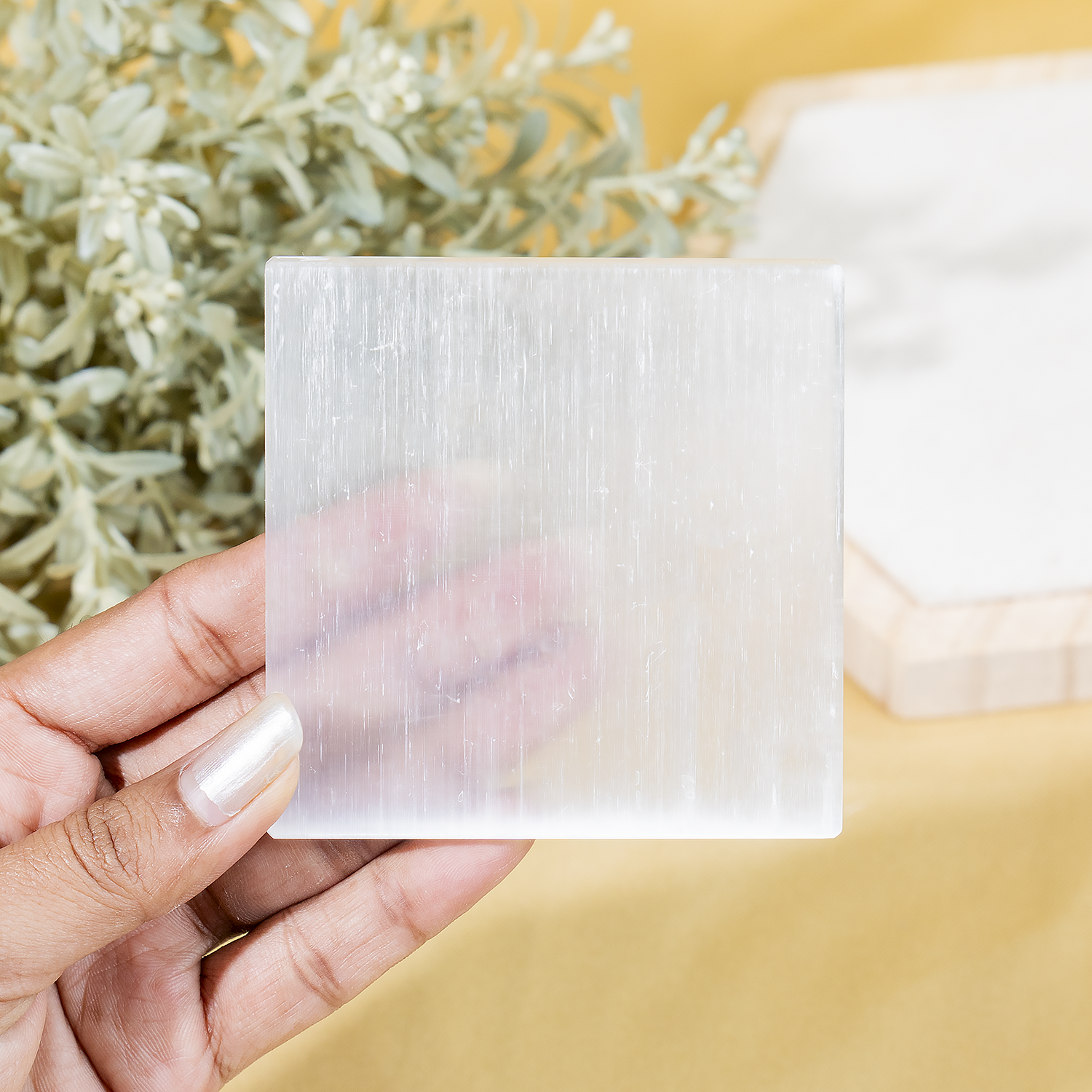 Square Plain Selenite Plate – Selenite Charging Plate  For Crystal Charging & Cleansing