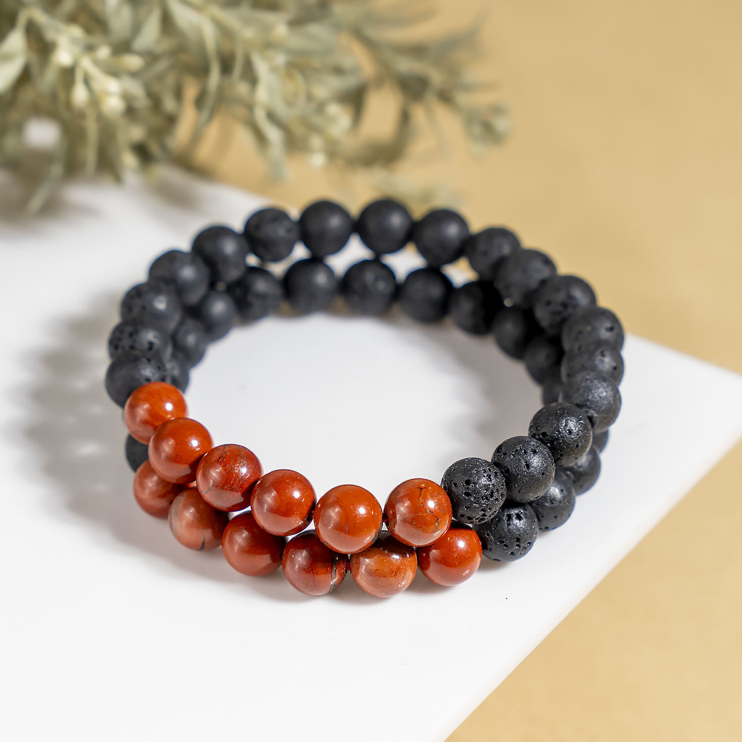 Lava Diffuser Bracelet with Red Jasper Beads