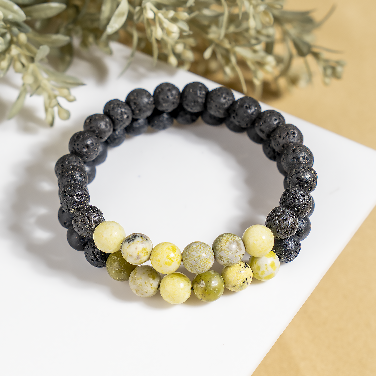 Lava Diffuser Bracelet with Serpentine Beads
