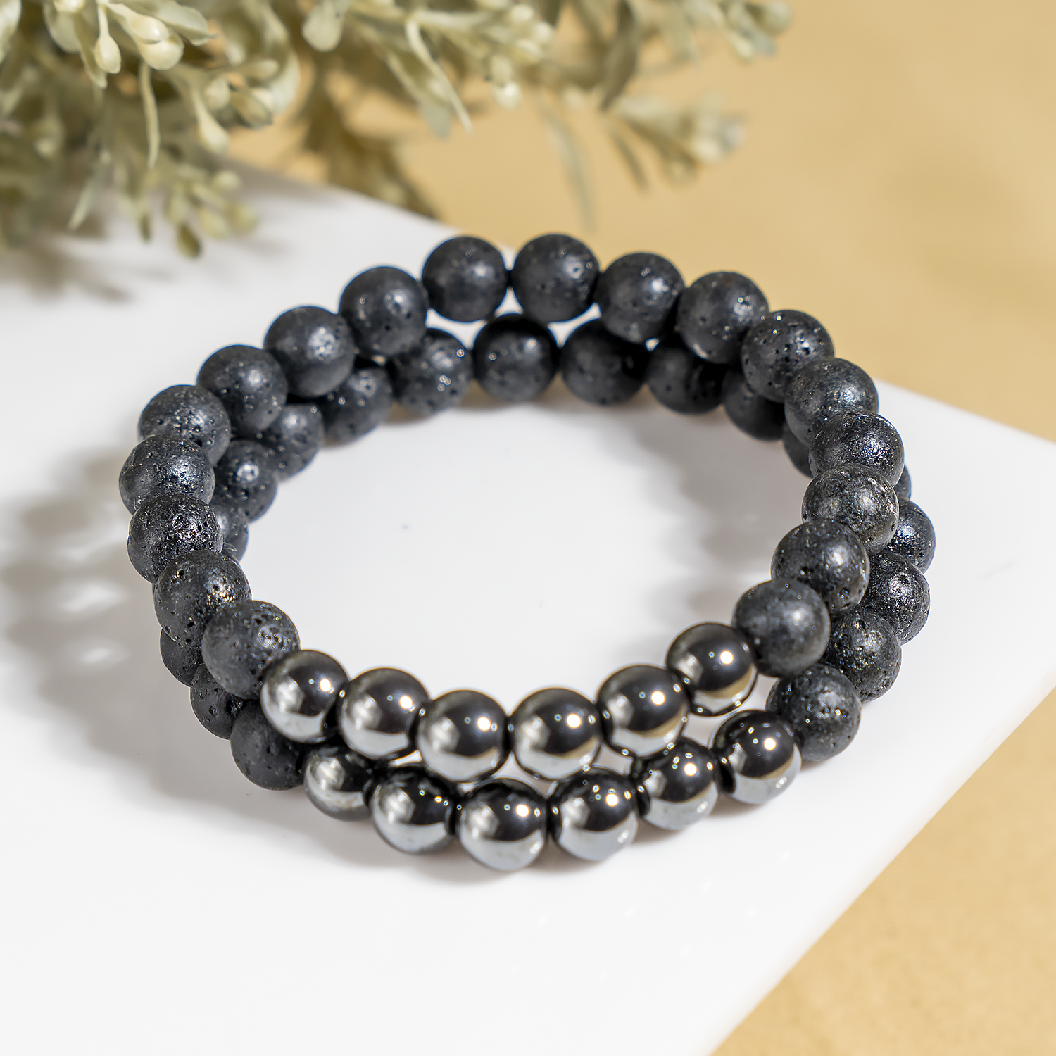 Lava Diffuser Bracelet with Hematite Beads