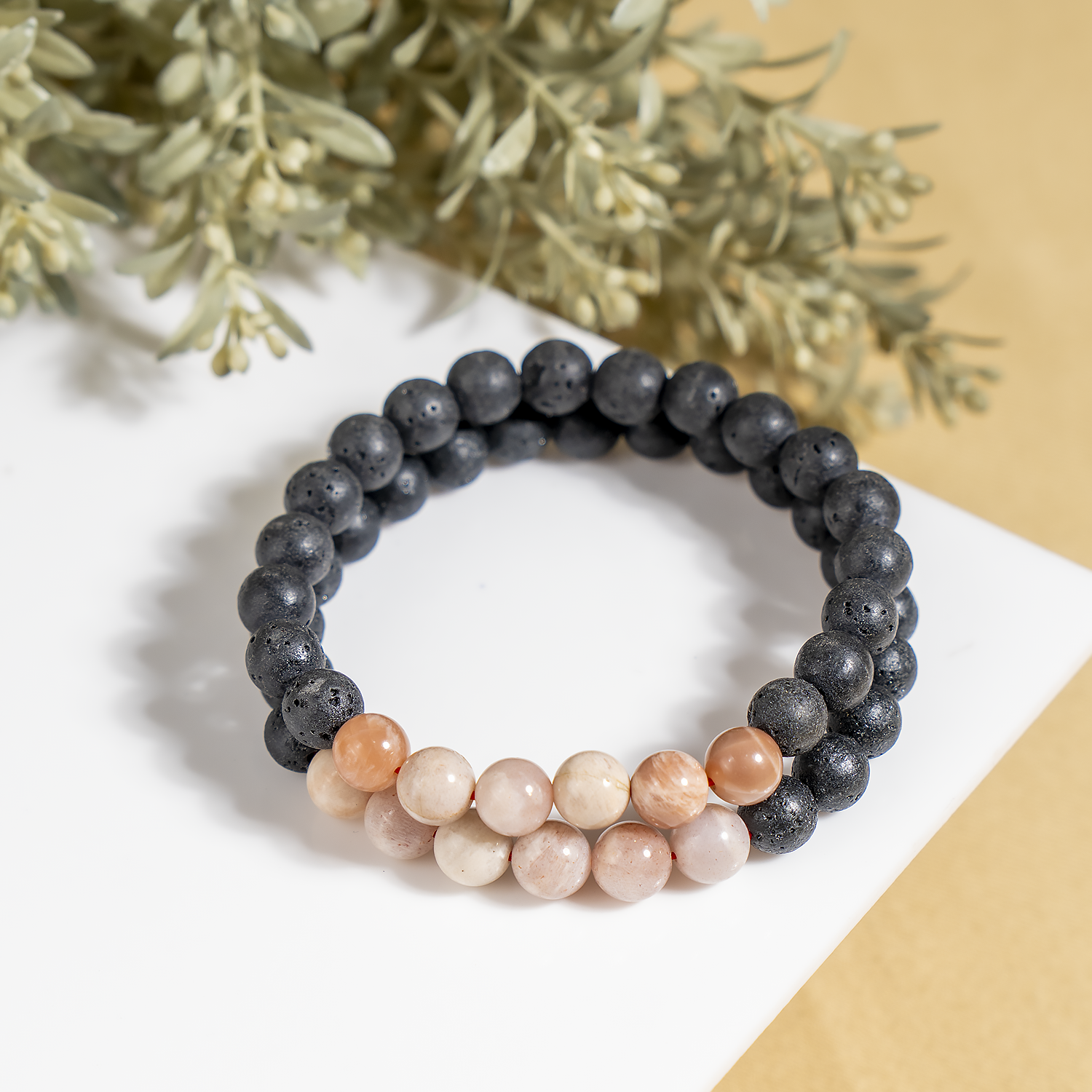 Lava Diffuser Bracelet with Moonstone Beads