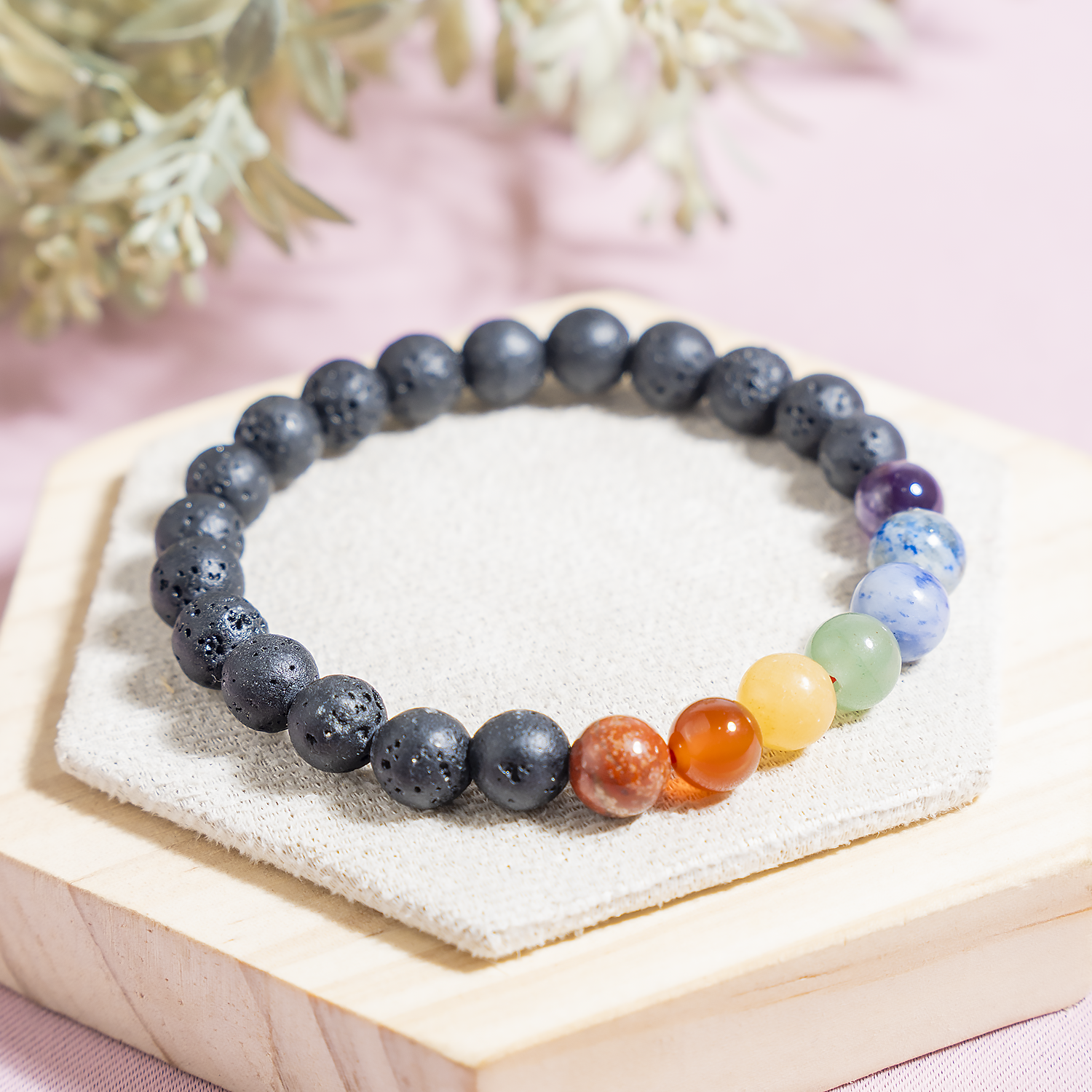Lava Diffuser Bracelet with 7Chakra Beads