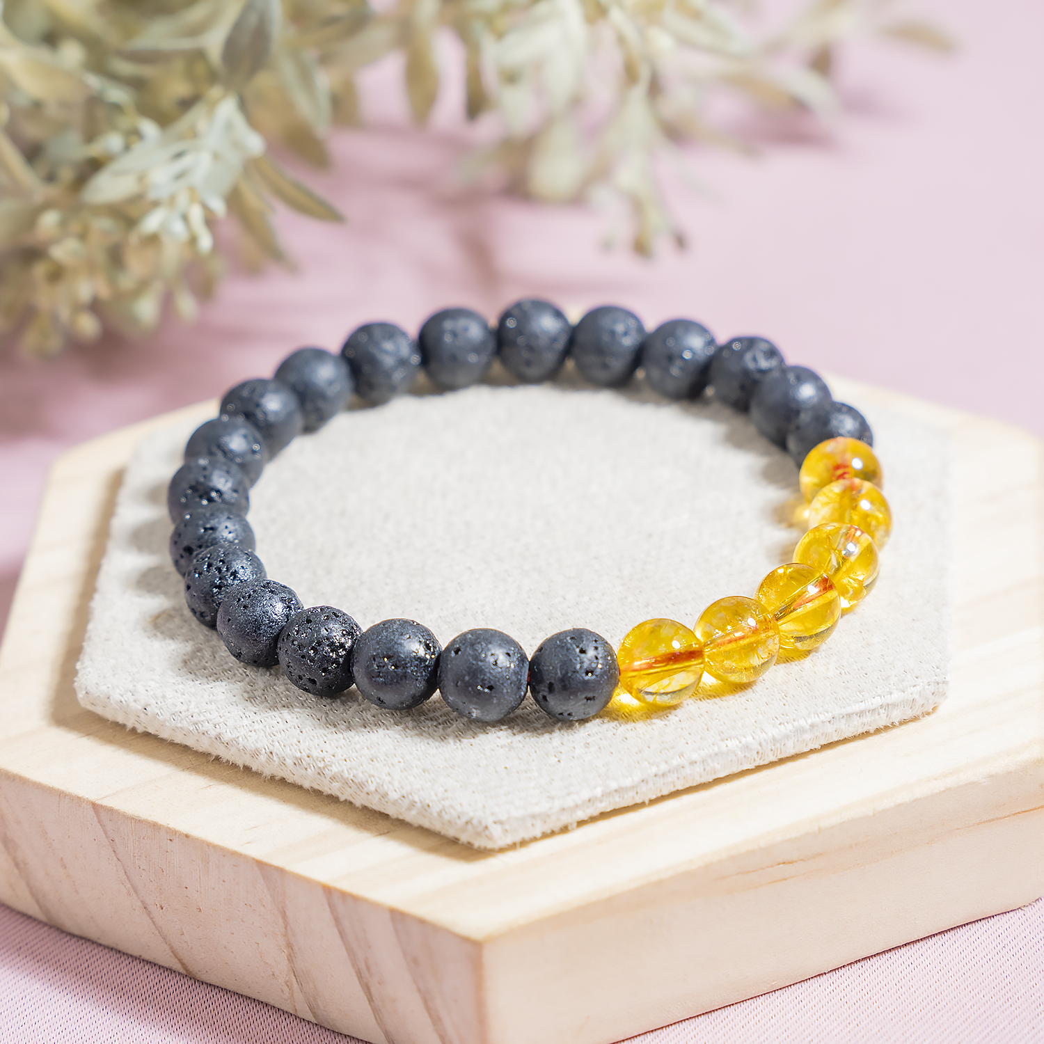 Lava Diffuser Bracelet with Citrine Beads