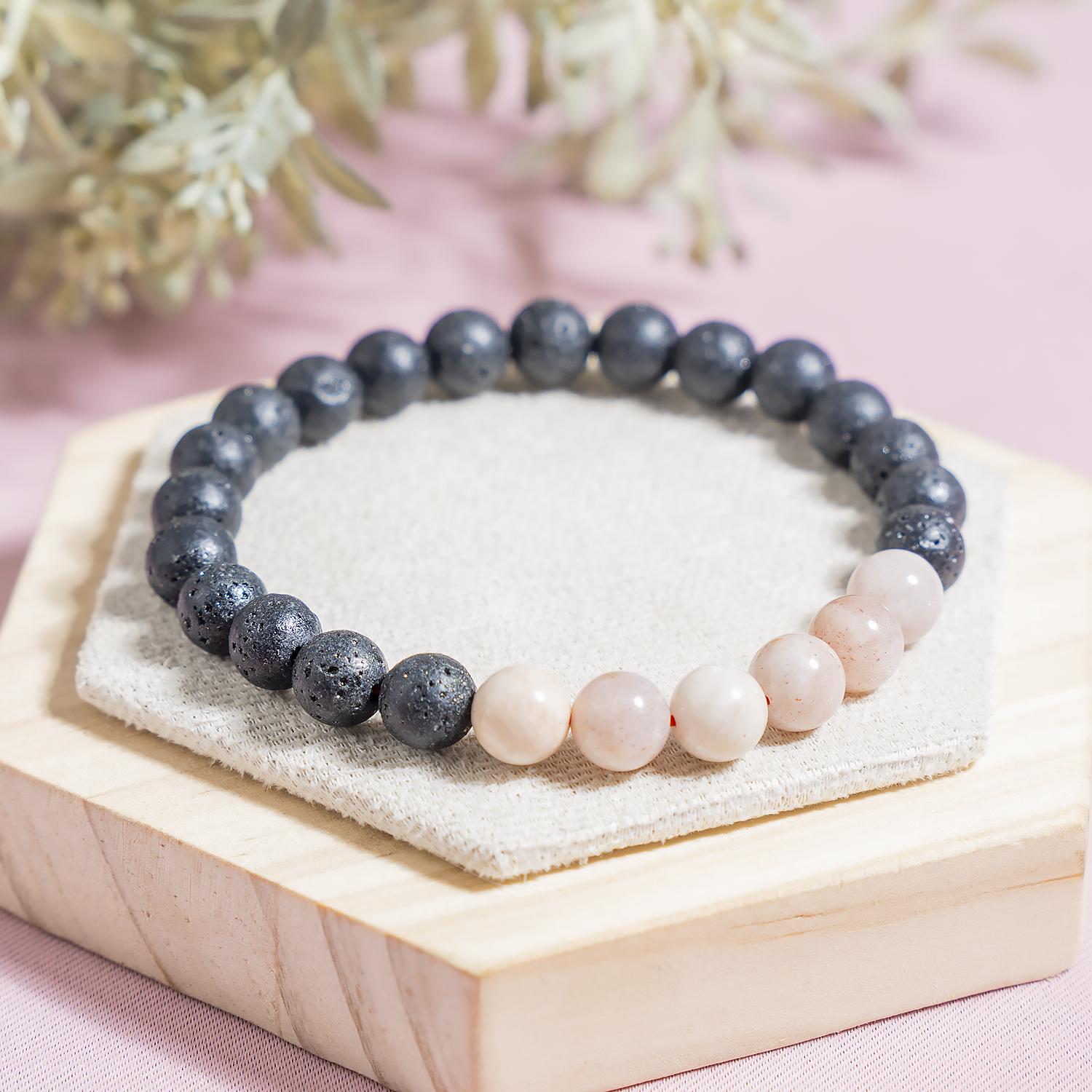 Lava Diffuser Bracelet with Moonstone Beads