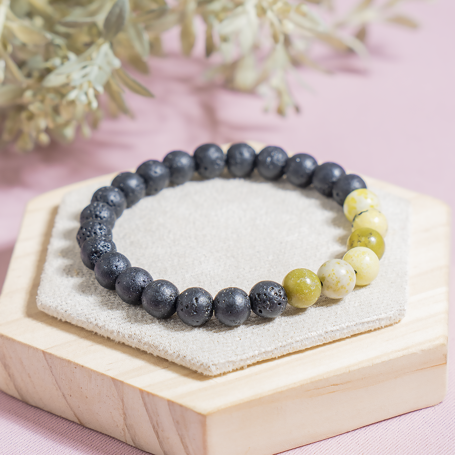 Lava Diffuser Bracelet with Serpentine Beads