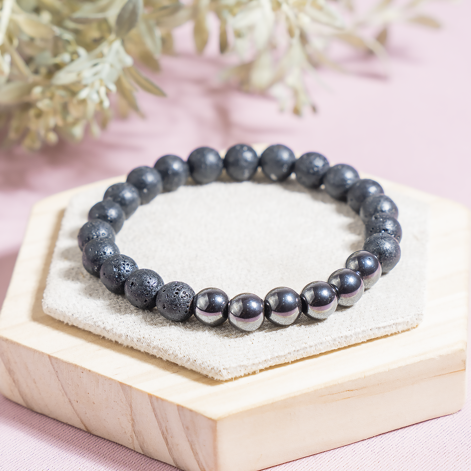 Lava Diffuser Bracelet with Hematite Beads