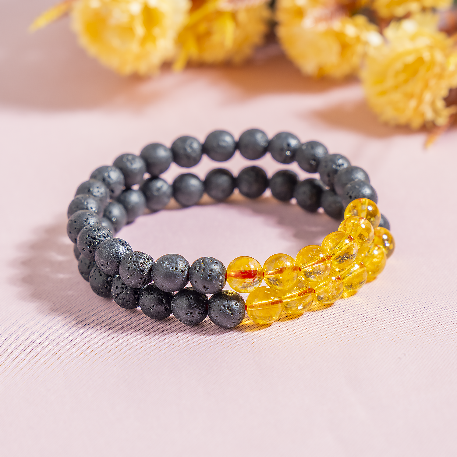 Lava Diffuser Bracelet with Citrine Beads