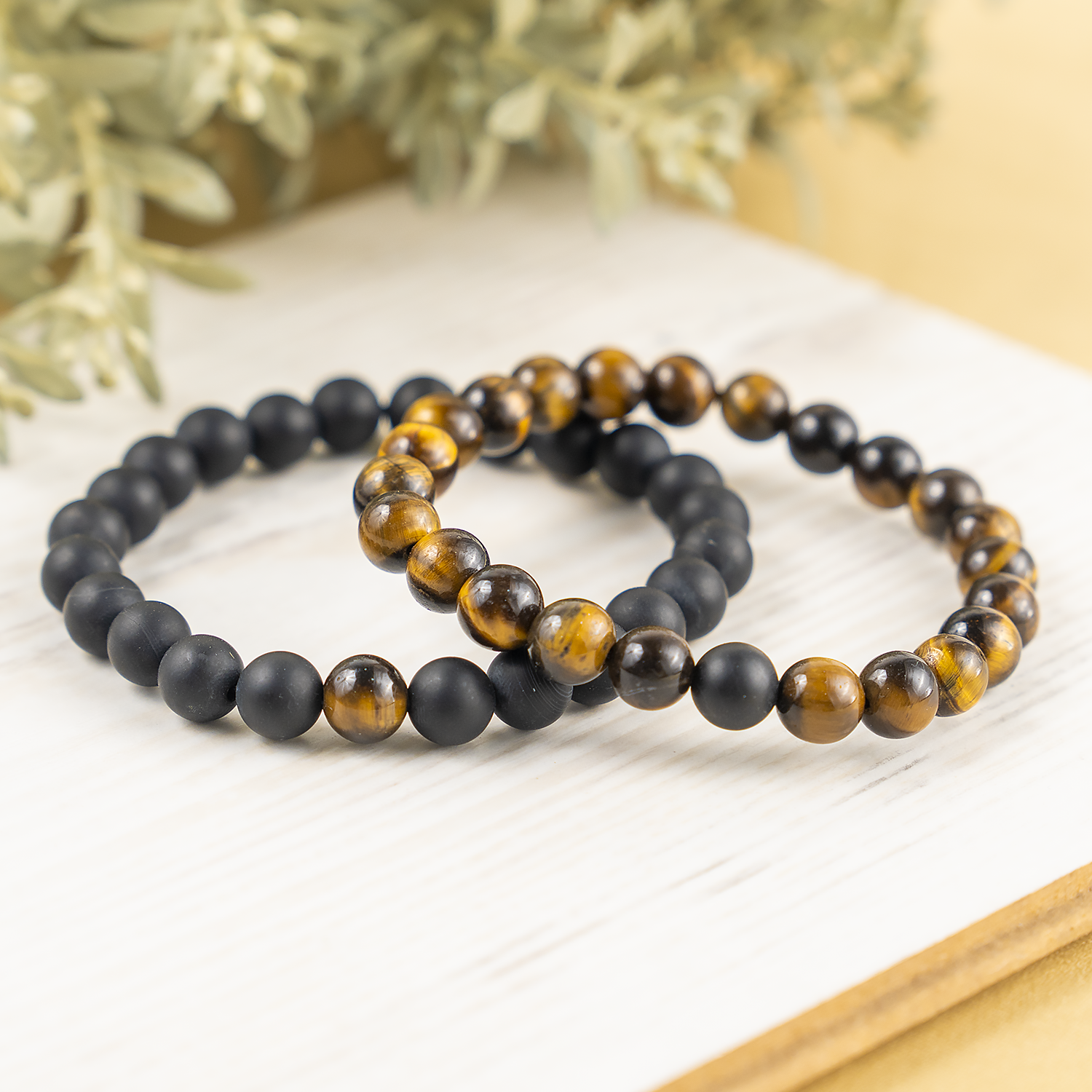 Tiger Eye Black Onyx Matt Couple Bracelets