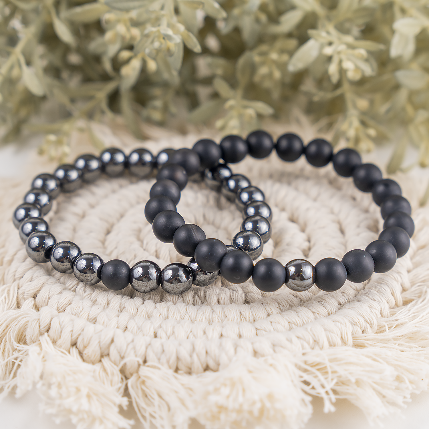 Hematite & Matte Black Onyx Bracelet Couple Bracelet