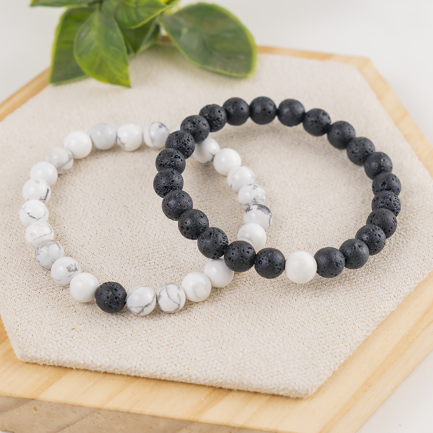 Lava Diffuser Bracelet with Howlite Beads