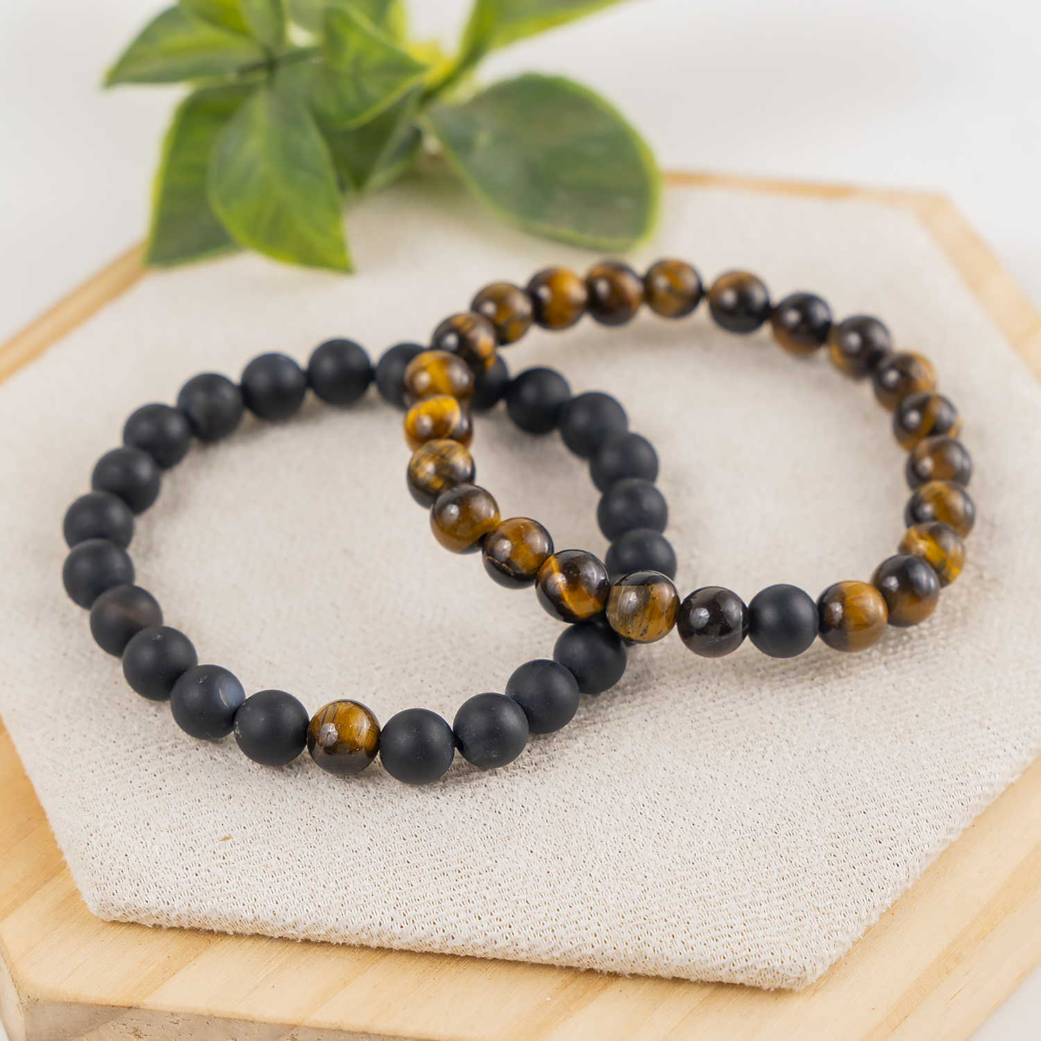 Tiger Eye Black Onyx Matt Couple Bracelets
