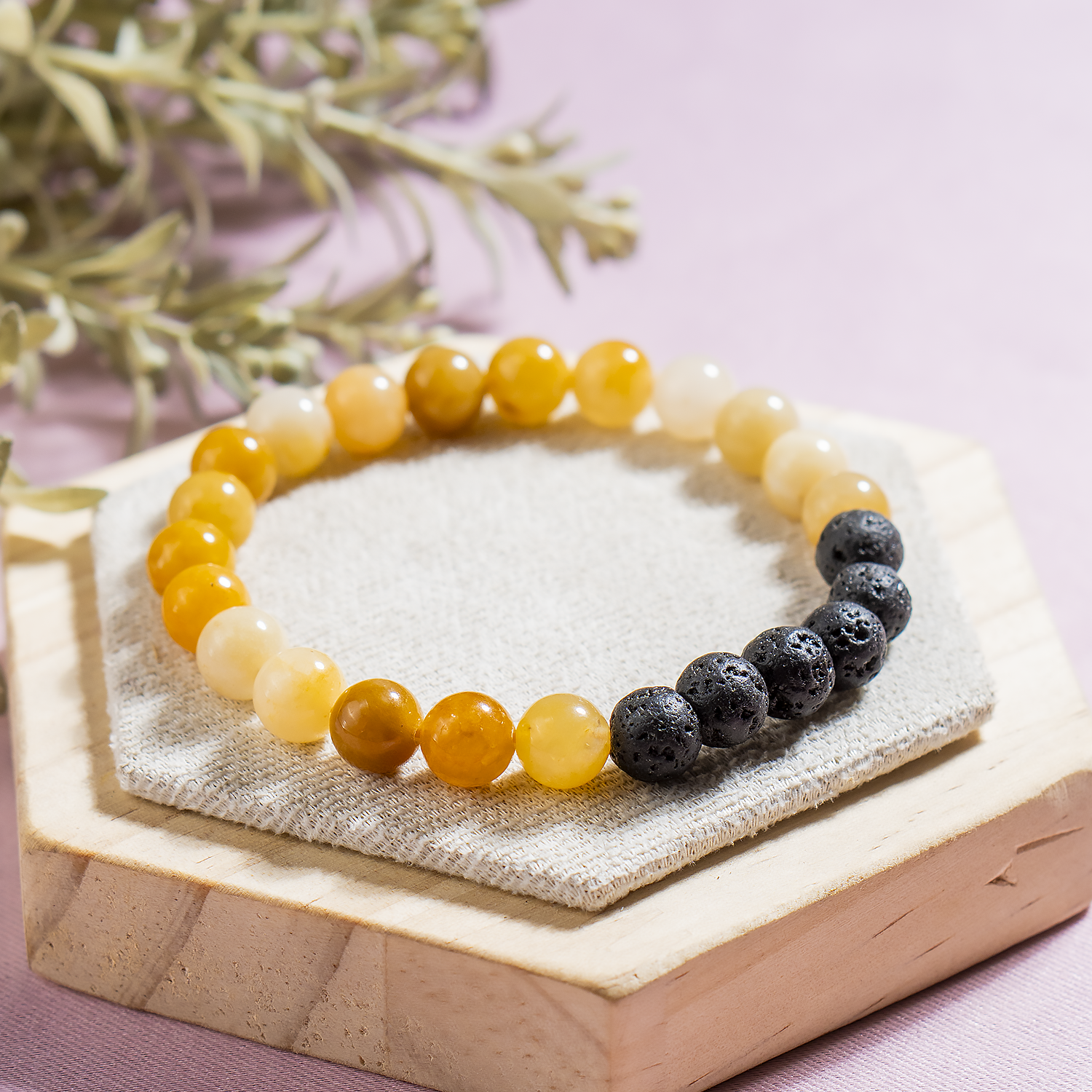 Yellow Aventurine Diffuser Bracelet With Lava Beads
