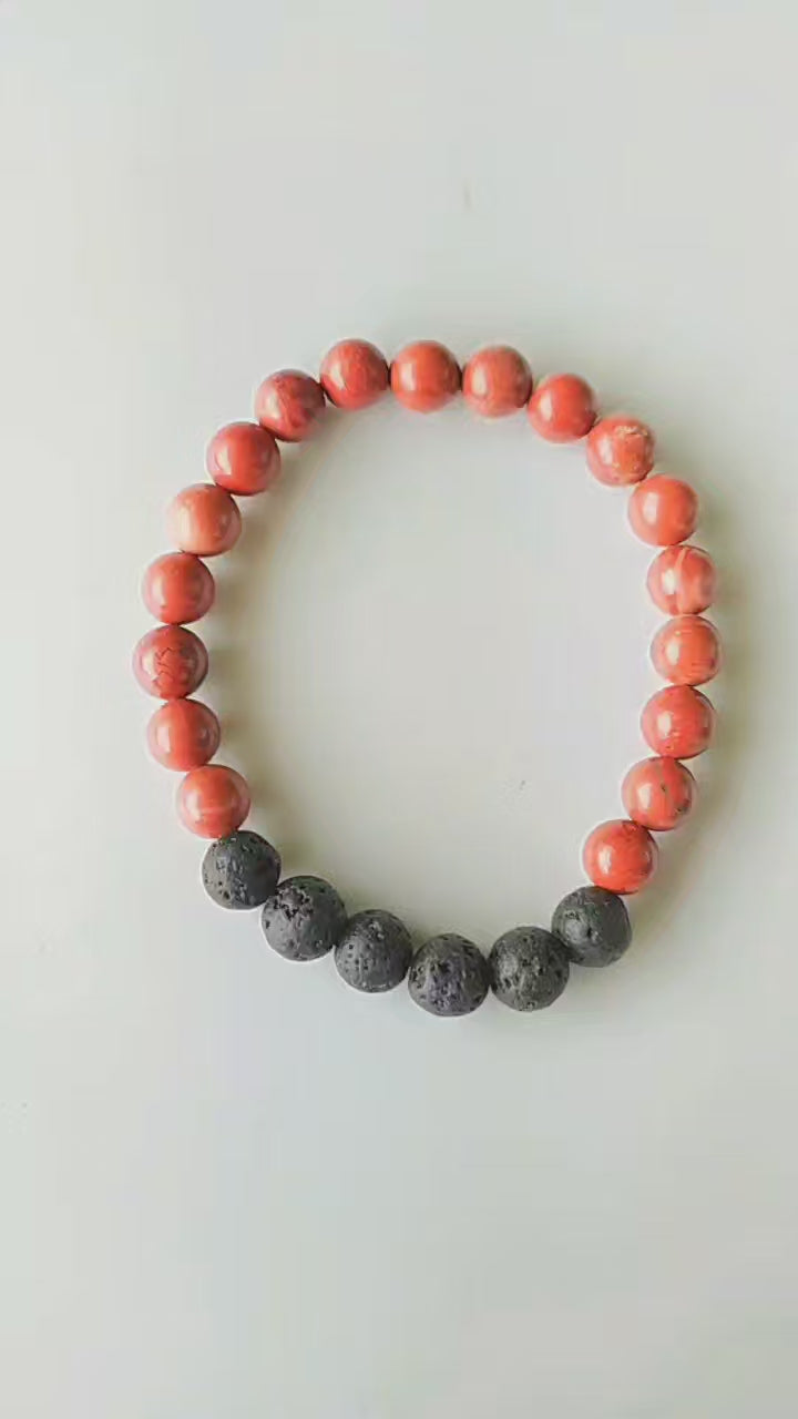 Red Jasper Diffuser Bracelet With Lava Beads