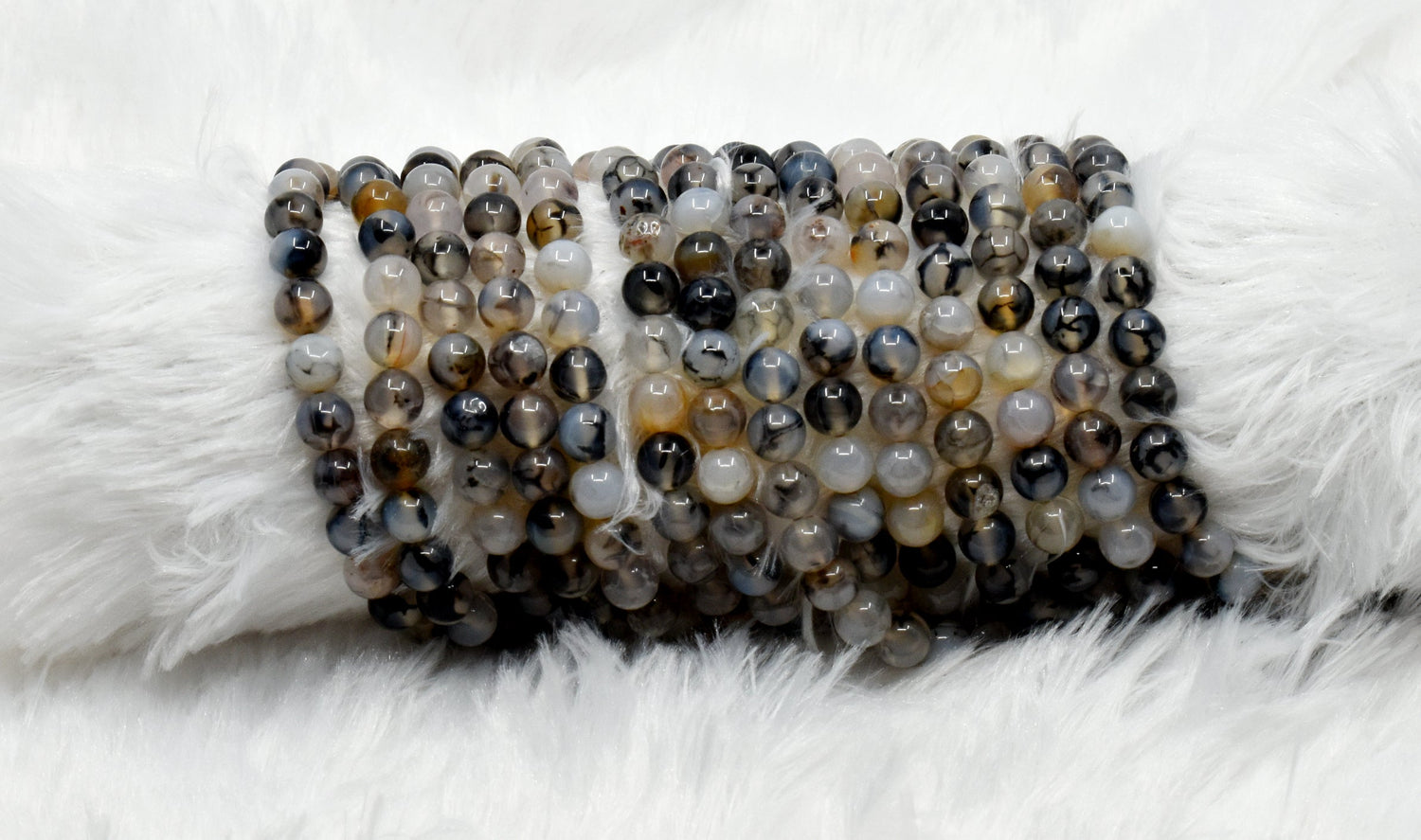 Natural DragonVein Agate  Round Beads