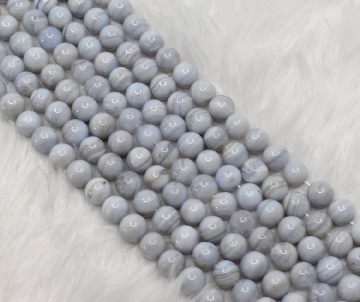 Natural Blue Lace agate Round Beads