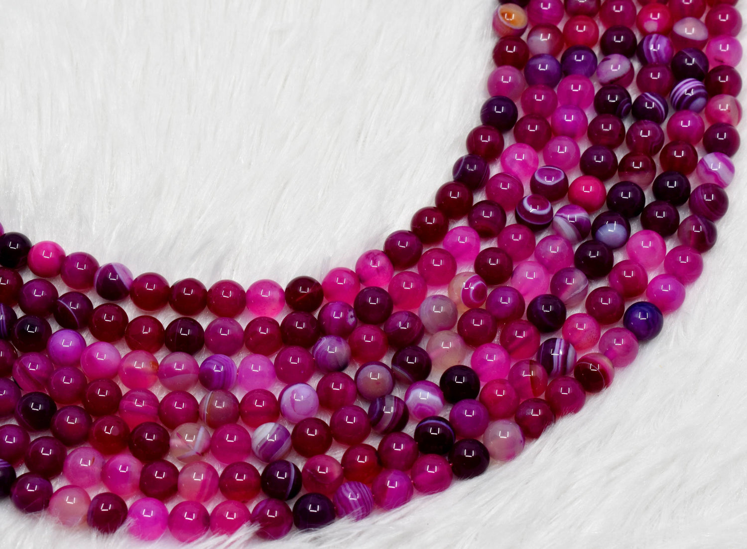 Natural Pink Banded Agate Round Beads