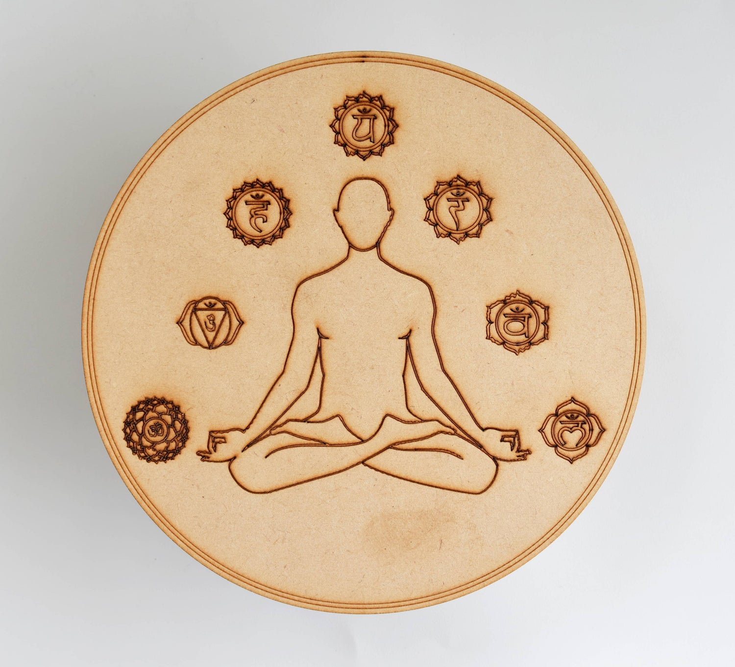 7Chakra Yoga Crystal Grid Board, 6" Wooden Crystal Grid Plate