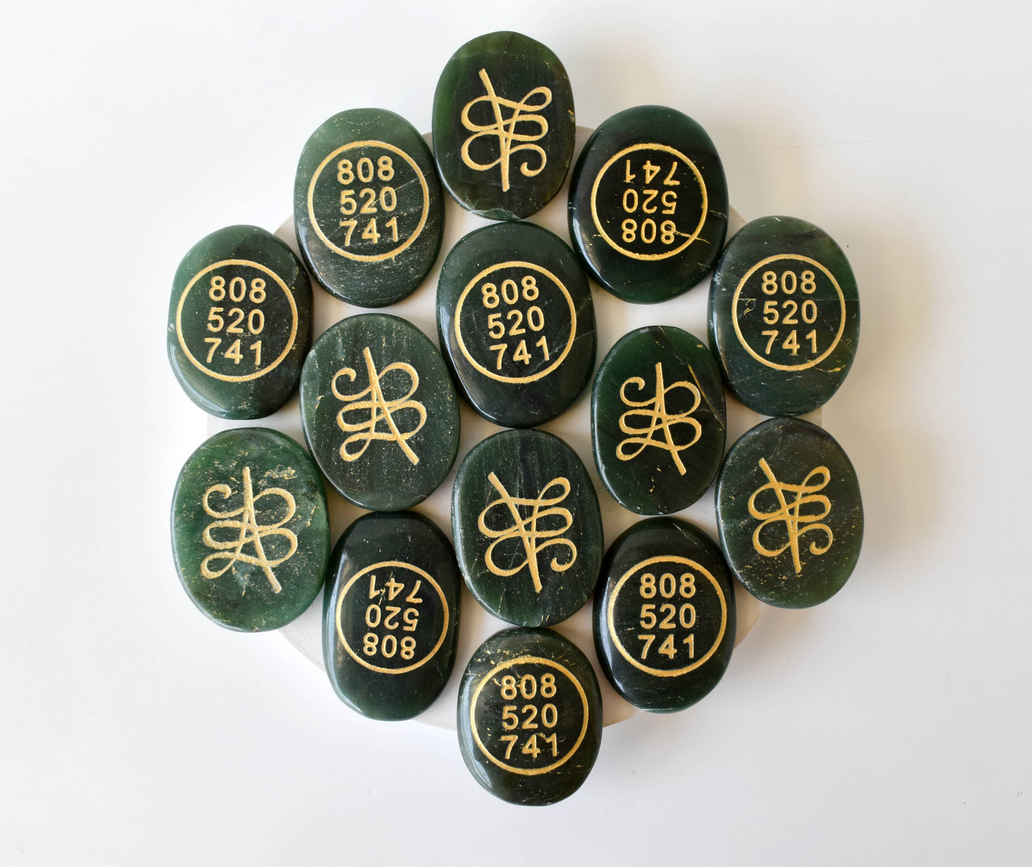Polished Green Jade Zibu Stones, Flat Oval Stones